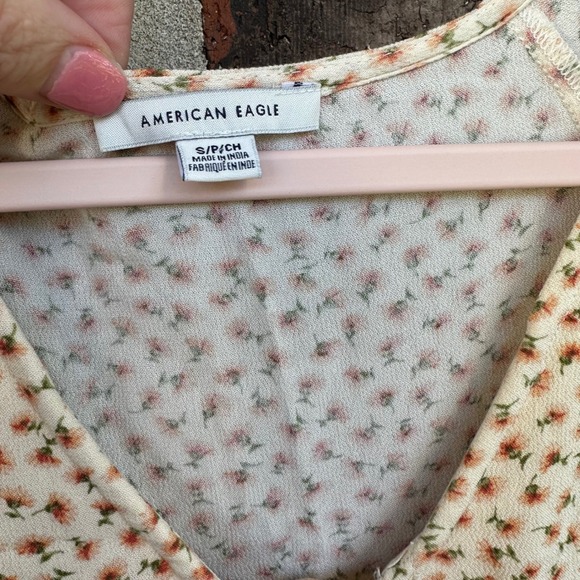 American Eagle Floral Print Long Sleeve Mini Dress Bohemian Cute size small fall - Picture 8 of 11